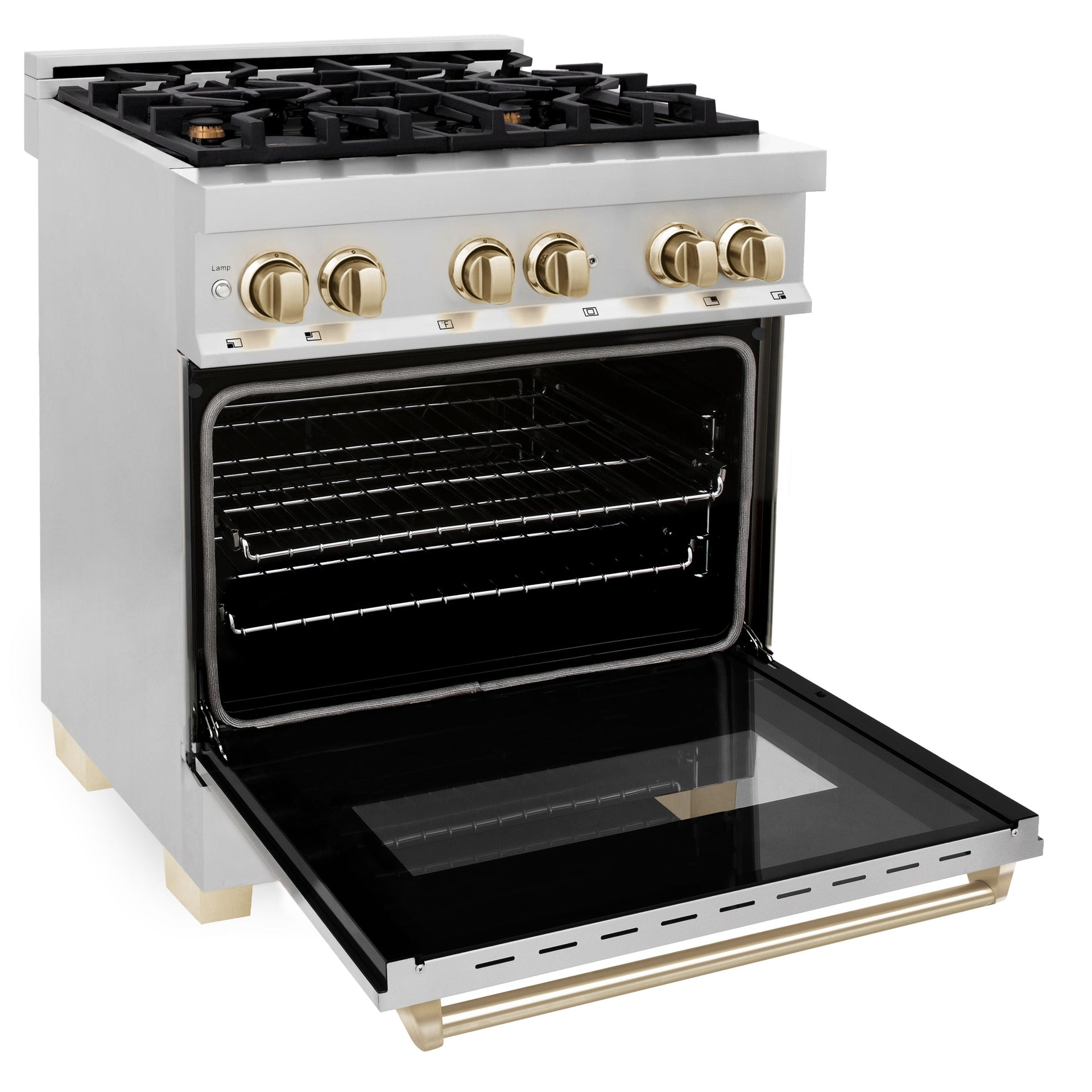 zline-autograph-edition-30-in-dual-fuel-range-4-0-cu-ft-electric-convection-oven-stainless-steel-with-gold-accents-raz-30-g