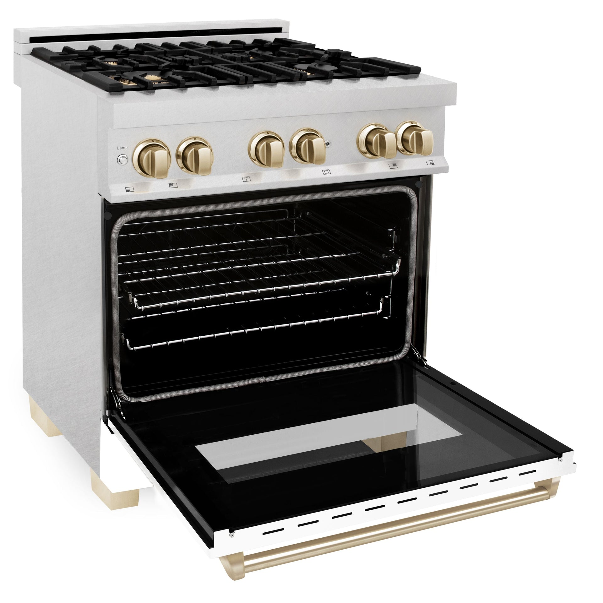zline-autograph-edition-30-in-4-0-cu-ft-legacy-dual-fuel-range-with-4-burner-gas-cooktop-and-electric-convection-oven-in-satin-stainless-steel-with-white-matte-door-and-polished-gold-accents-rasz-wm-30-g