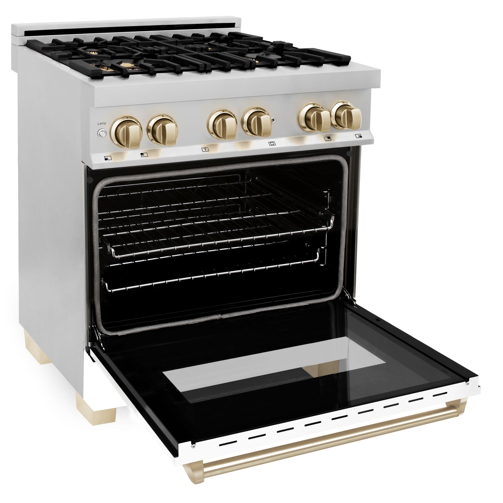 zline-kitchen-and-bath-autograph-edition-30-in-dual-fuel-range-4-0-cu-ft-electric-convection-oven-4-gas-burners-white-matte-door-with-gold-accents-model-raz-wm-30-g