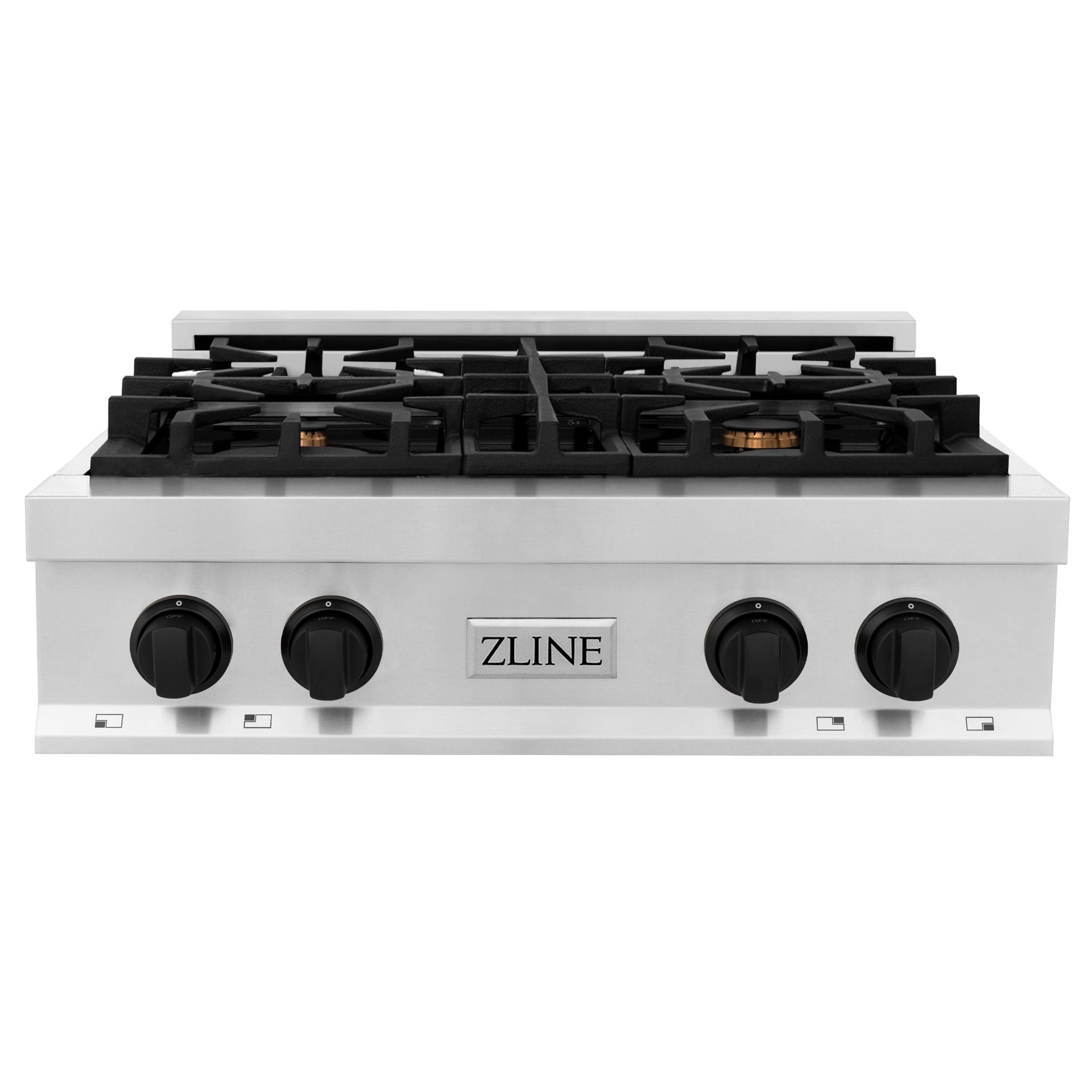 zline-autograph-edition-30-in-porcelain-rangetop-with-4-gas-burners-in-stainless-steel-and-matte-black-accents-rtz-30-mb