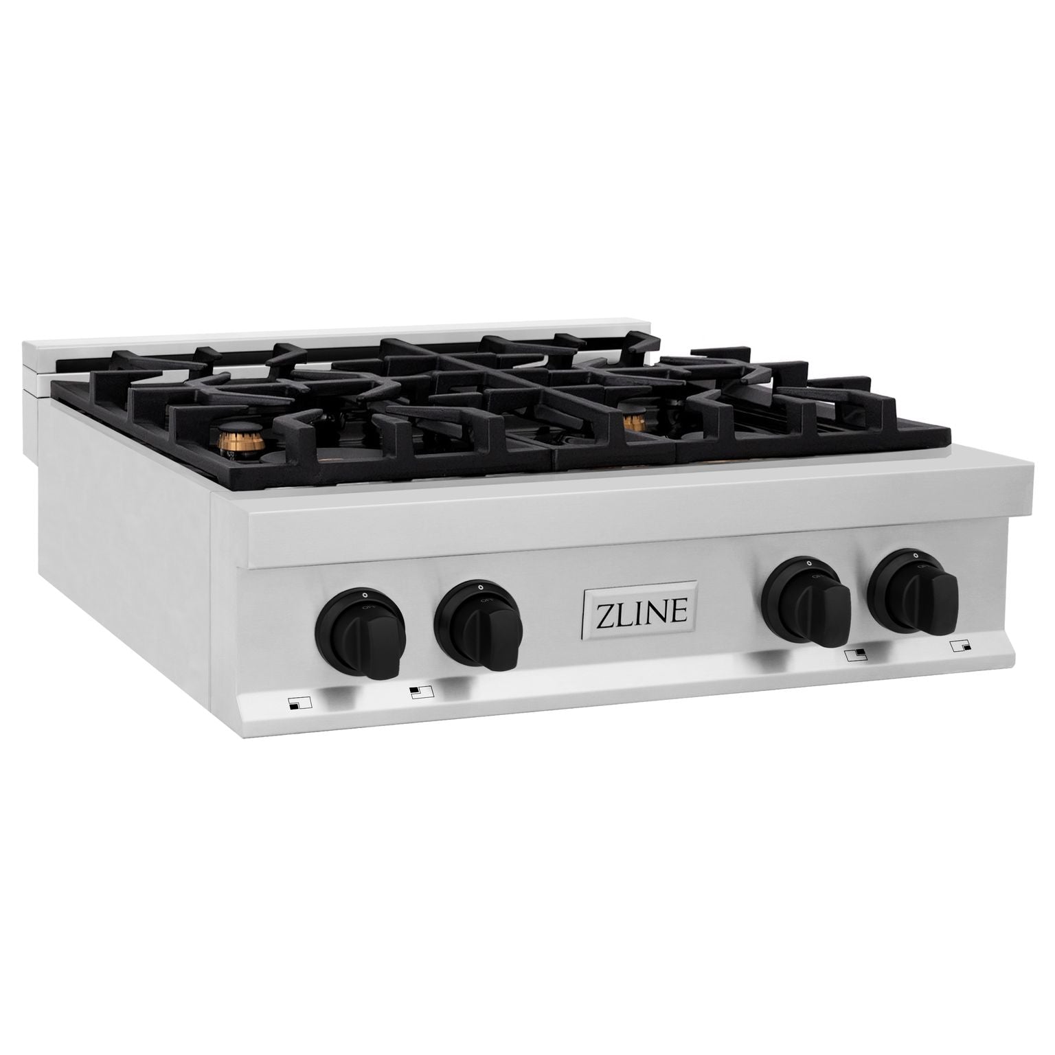 zline-autograph-edition-30-in-porcelain-rangetop-with-4-gas-burners-in-stainless-steel-and-matte-black-accents-rtz-30-mb