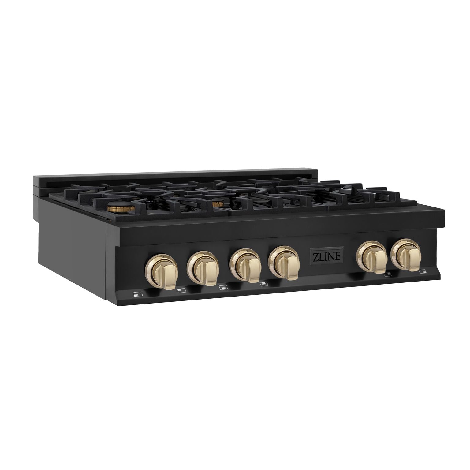 zline-autograph-edition-36-inch-porcelain-rangetop-with-6-gas-burners-in-black-stainless-steel-and-gold-accents-rtbz-36-g