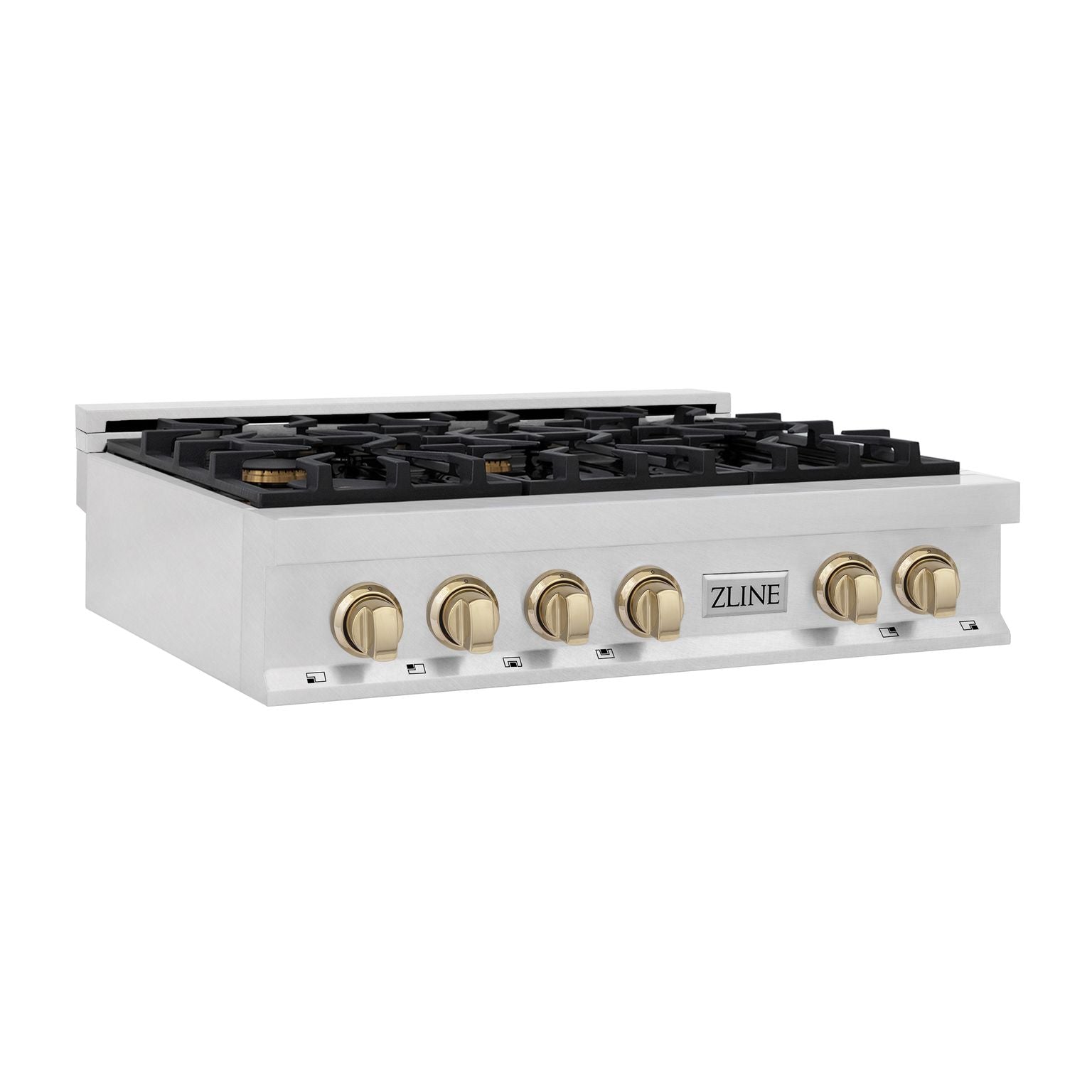 zline-autograph-36-legacy-gas-rangetop-with-6-burners-and-porcelain-cooktop-in-satin-stainless-steel-with-polished-gold-accents-rtsz-36-g