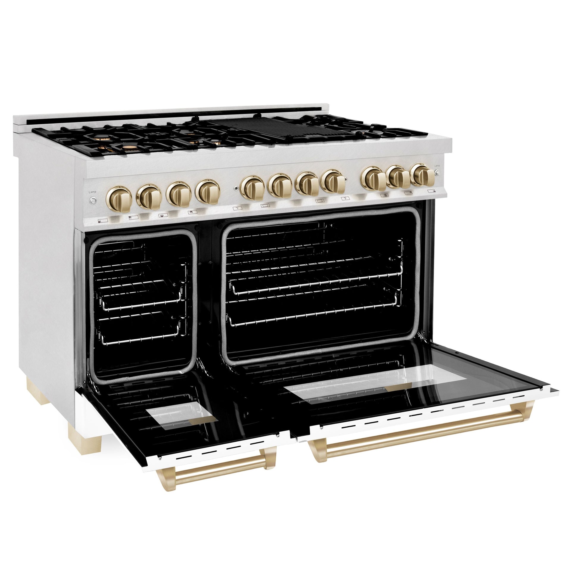 zline-autograph-48-in-6-0-cu-ft-legacy-dual-fuel-range-with-7-gas-burners-and-double-electric-ovens-in-satin-stainless-steel-with-white-matte-doors-and-polished-gold-accents-rasz-wm-48-g