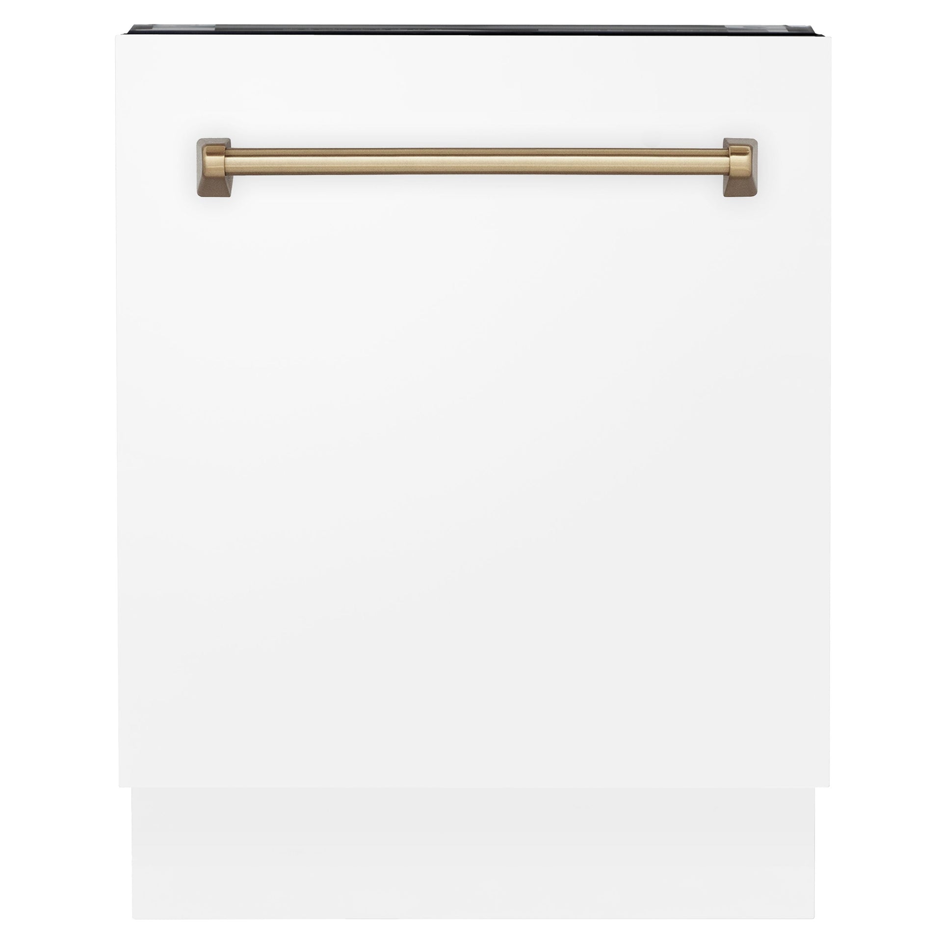 zline-autograph-series-24-inch-tall-dishwasher-in-white-matte-with-champagne-bronze-handle-dwvz-wm-24-cb