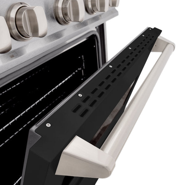 zline-30-in-dual-fuel-range-4-2-cu-ft-gas-cooktop-with-4-burners-electric-convection-oven-satin-stainless-steel-with-black-matte-door-cdrs-blm-30