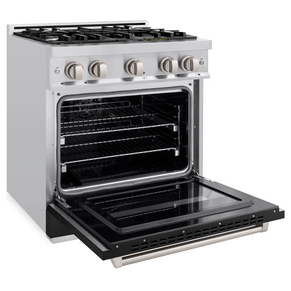 zline-30-in-4-2-cu-ft-classic-dual-fuel-range-with-4-gas-burners-and-electric-convection-oven-in-stainless-steel-with-black-matte-door-cdr-blm-30