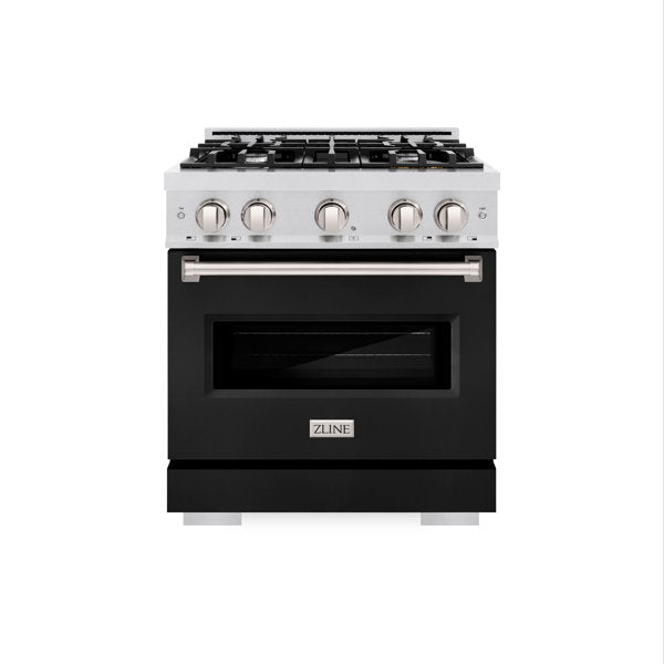 zline-30-in-dual-fuel-range-4-2-cu-ft-gas-cooktop-with-4-burners-electric-convection-oven-satin-stainless-steel-with-black-matte-door-cdrs-blm-30