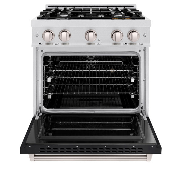 zline-30-in-dual-fuel-range-4-2-cu-ft-gas-cooktop-with-4-burners-electric-convection-oven-satin-stainless-steel-with-black-matte-door-cdrs-blm-30