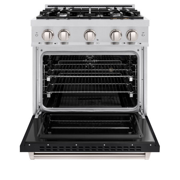 zline-30-in-4-2-cu-ft-classic-dual-fuel-range-with-4-gas-burners-and-electric-convection-oven-in-stainless-steel-with-black-matte-door-cdr-blm-30