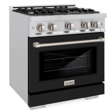 zline-30-inch-select-gas-range-4-burners-4-2-cu-ft-convection-oven-stainless-steel-with-black-matte-door-hgr-blm-30