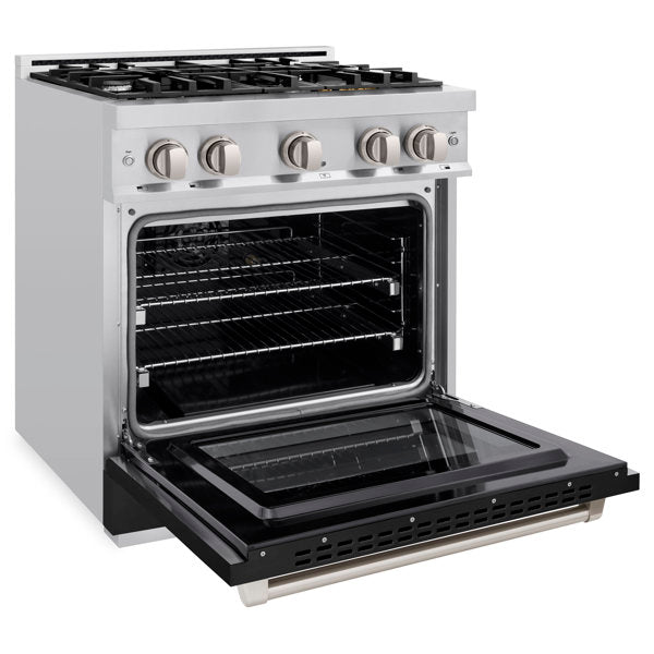 zline-30-inch-select-gas-range-4-burners-4-2-cu-ft-convection-oven-stainless-steel-with-black-matte-door-hgr-blm-30