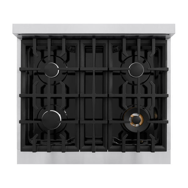 zline-30-inch-select-gas-range-4-burners-4-2-cu-ft-convection-oven-stainless-steel-with-black-matte-door-hgr-blm-30