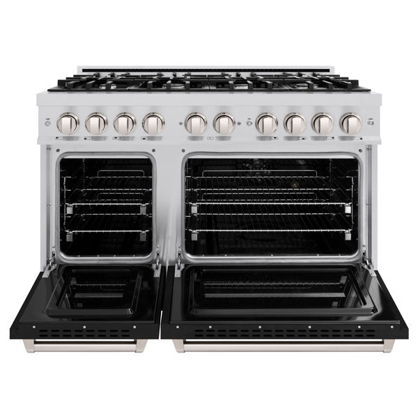 zline-48-in-gas-range-double-oven-6-7-cu-ft-8-burners-stainless-steel-with-black-matte-doors-cgr-blm-48