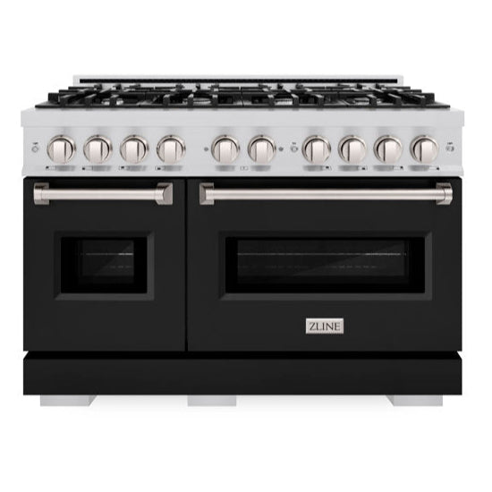 zline-48-in-gas-range-double-oven-6-7-cu-ft-8-burners-stainless-steel-with-black-matte-doors-cgr-blm-48