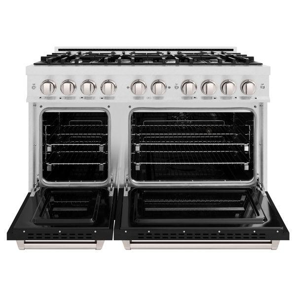 zline-48-in-gas-range-double-oven-6-7-cu-ft-8-burner-cooktop-satin-stainless-steel-with-black-matte-doors-cgrs-blm-48