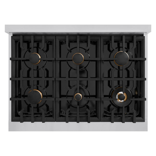 zline-36-in-classic-gas-range-5-2-cu-ft-6-burners-stainless-steel-black-matte-door-polished-gold-accents-model-cgrz-blm-36-g