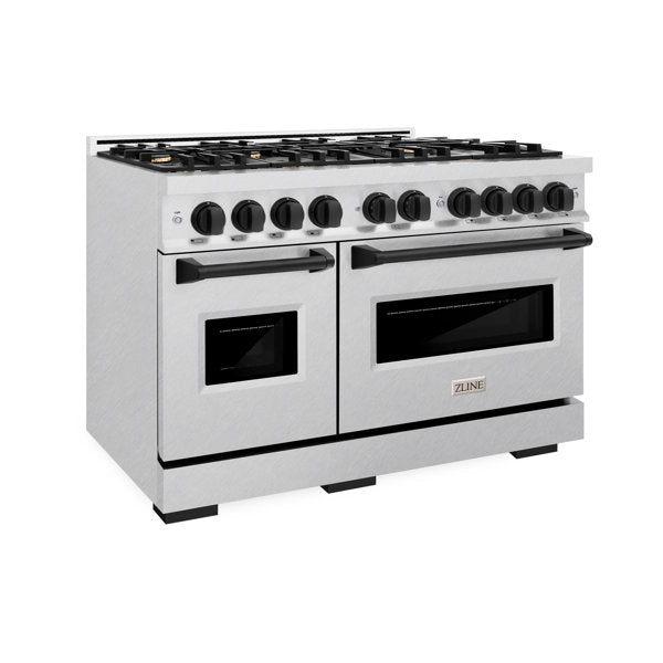 zline-autograph-edition-48-in-classic-double-oven-gas-range-with-8-burners-6-7-cu-ft-satin-stainless-steel-with-matte-black-accents-cgrsz-48-mb