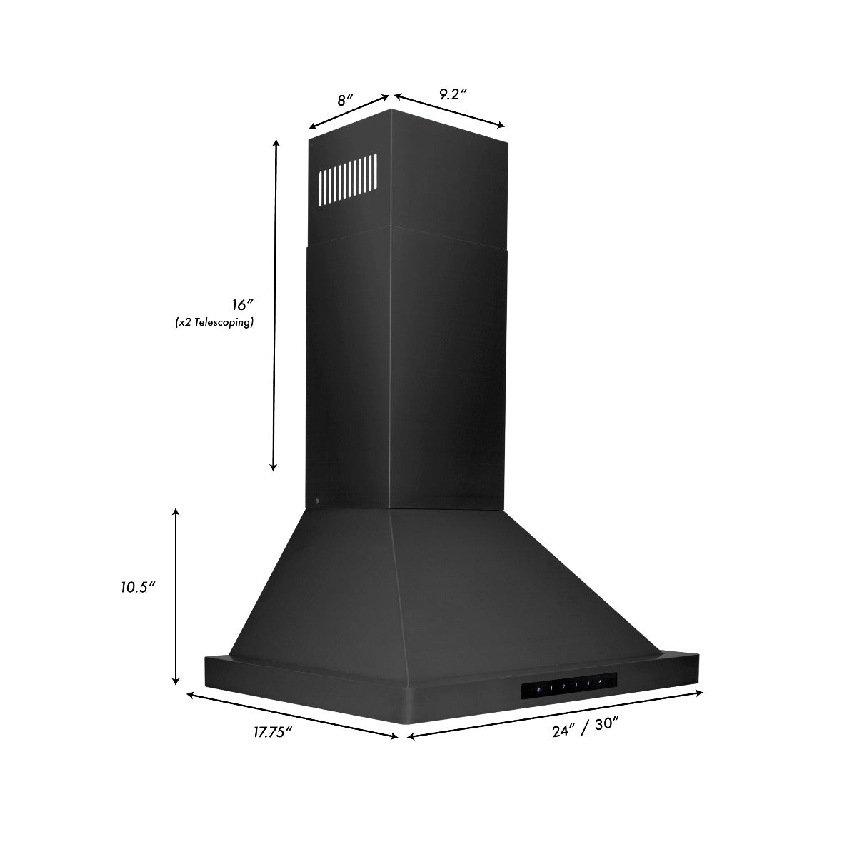 zline-24-inch-wall-mount-range-hood-convertible-vent-black-stainless-steel-400-cfm-bskbn-24