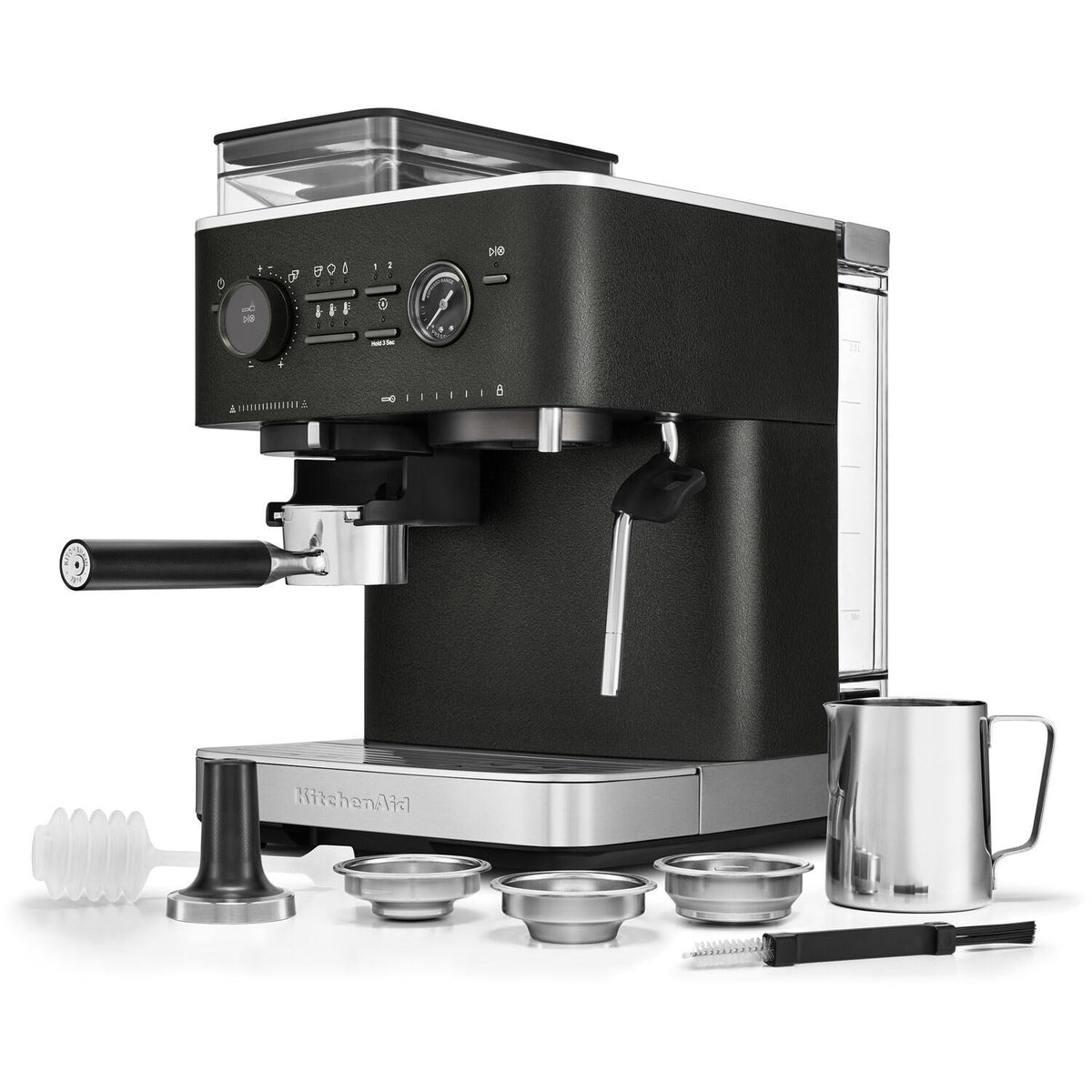 KitchenAid Semi-Automatic Espresso Machine with Burr Grinder and 15-Bar Pump – Cast Iron Black – KES6551BK