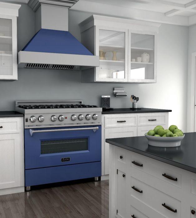 zline-36-inch-legacy-dual-fuel-range-4-6-cu-ft-6-burner-gas-cooktop-with-electric-convection-oven-satin-stainless-steel-with-blue-matte-door-model-ras-bm-36