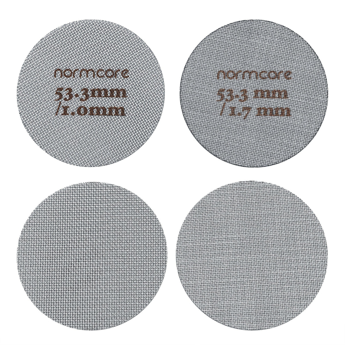 Normcore Espresso Puck Screens with Stand – 2-Pack, 1.7mm and 1.0mm, 150μm Mesh