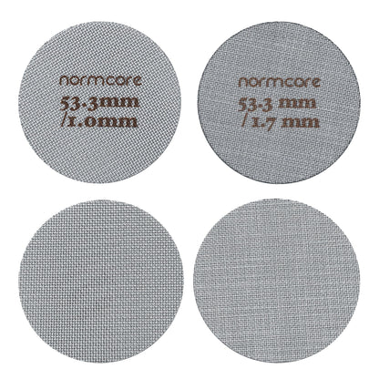 Normcore Espresso Puck Screens with Stand – 2-Pack, 1.7mm and 1.0mm, 150μm Mesh