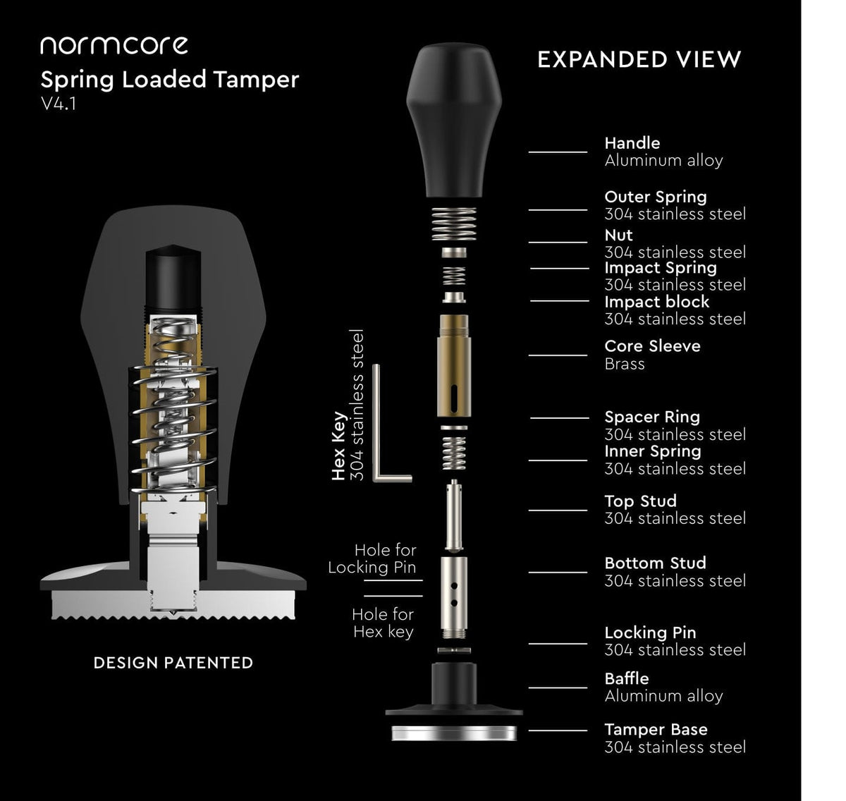 Normcore Modular Replacement Parts for V4 and V4.1 Spring-Loaded Espresso Tampers