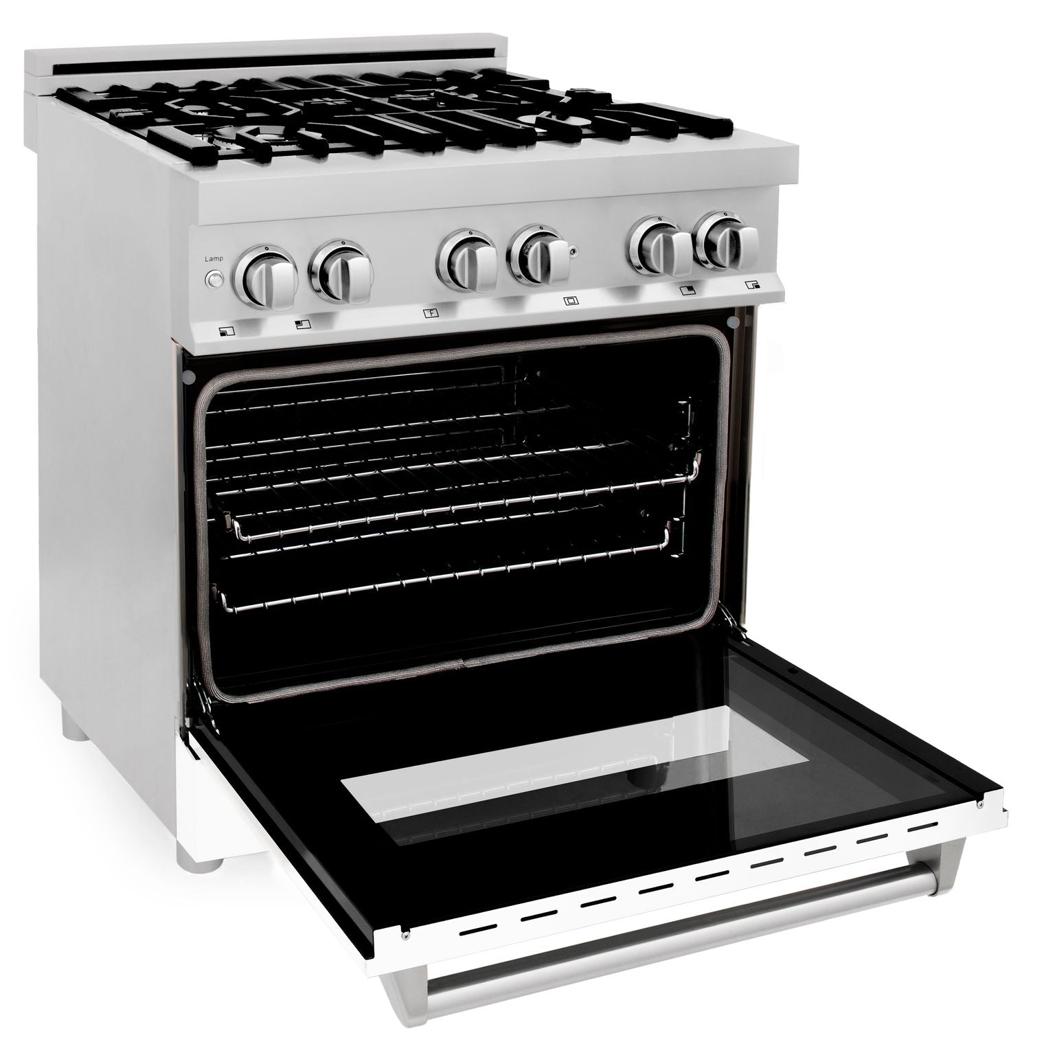 zline-30-inch-professional-gas-range-with-electric-oven-stainless-steel-white-matte-door-model-ra-wm-30