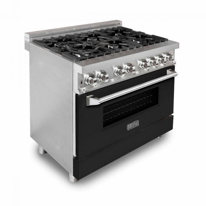 zline-36-in-dual-fuel-range-with-black-matte-doors-36-in-range-hood-appliance-package-2kp-rablmrh36