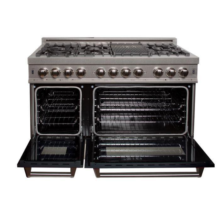 zline-48-in-legacy-dual-fuel-range-with-7-gas-burners-and-double-electric-ovens-6-0-cu-ft-satin-stainless-steel-with-black-matte-doors-ras-blm-48