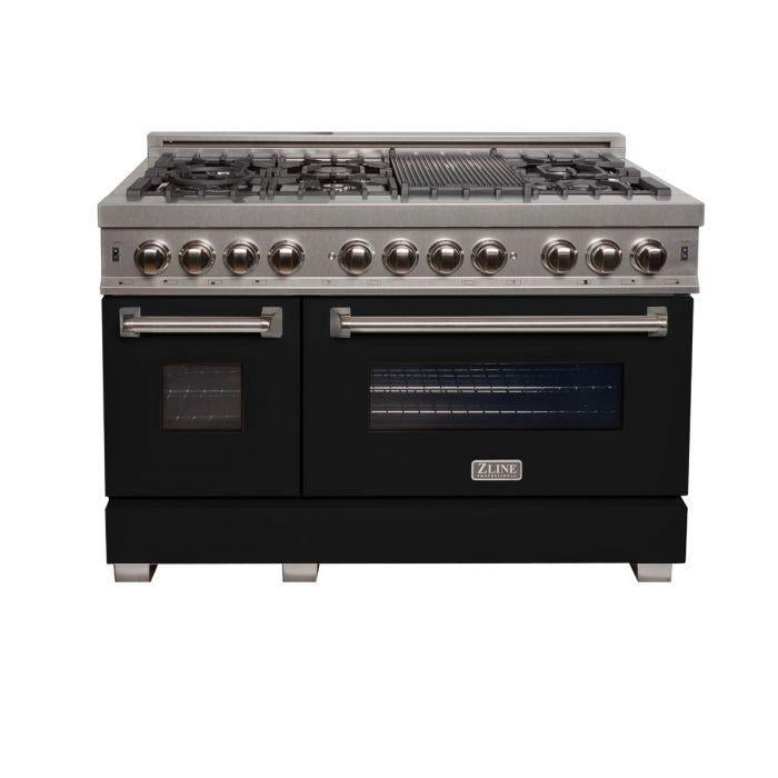 zline-48-in-legacy-dual-fuel-range-with-7-gas-burners-and-double-electric-ovens-6-0-cu-ft-satin-stainless-steel-with-black-matte-doors-ras-blm-48