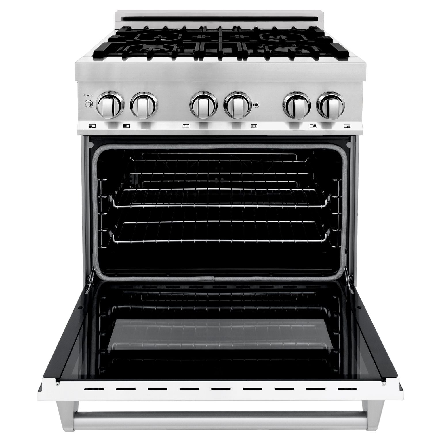 zline-30-inch-professional-gas-range-with-electric-oven-stainless-steel-white-matte-door-model-ra-wm-30