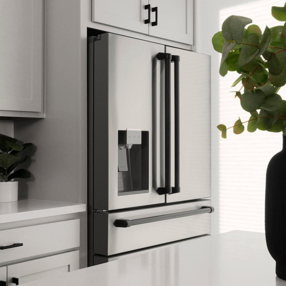 ZLINE 36-Inch French Door Refrigerator with Water & Ice Dispenser, Fingerprint Resistant Stainless Steel, Matte Black Accents (RFMZ-W-36-MB)