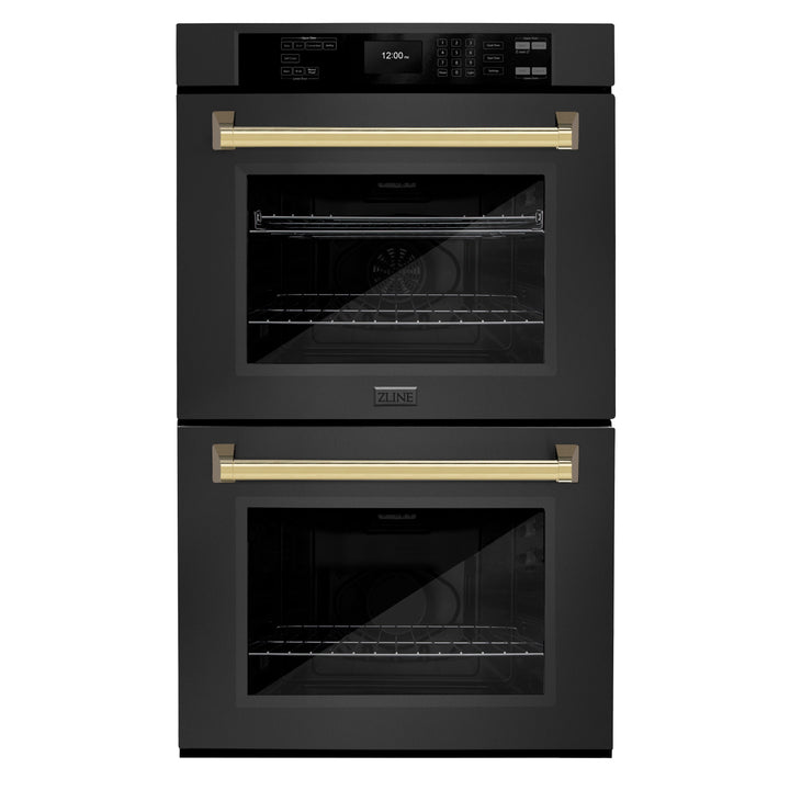 zline-30-autograph-double-wall-oven-with-air-fry-and-self-clean-in-black-and-gold-handle-wadbz-30-g