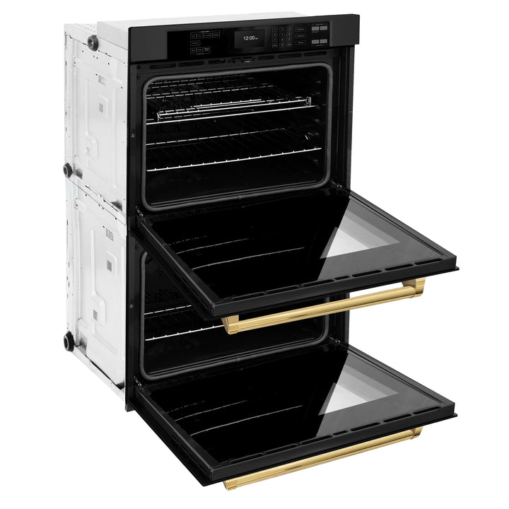 zline-30-autograph-double-wall-oven-with-air-fry-and-self-clean-in-black-and-gold-handle-wadbz-30-g