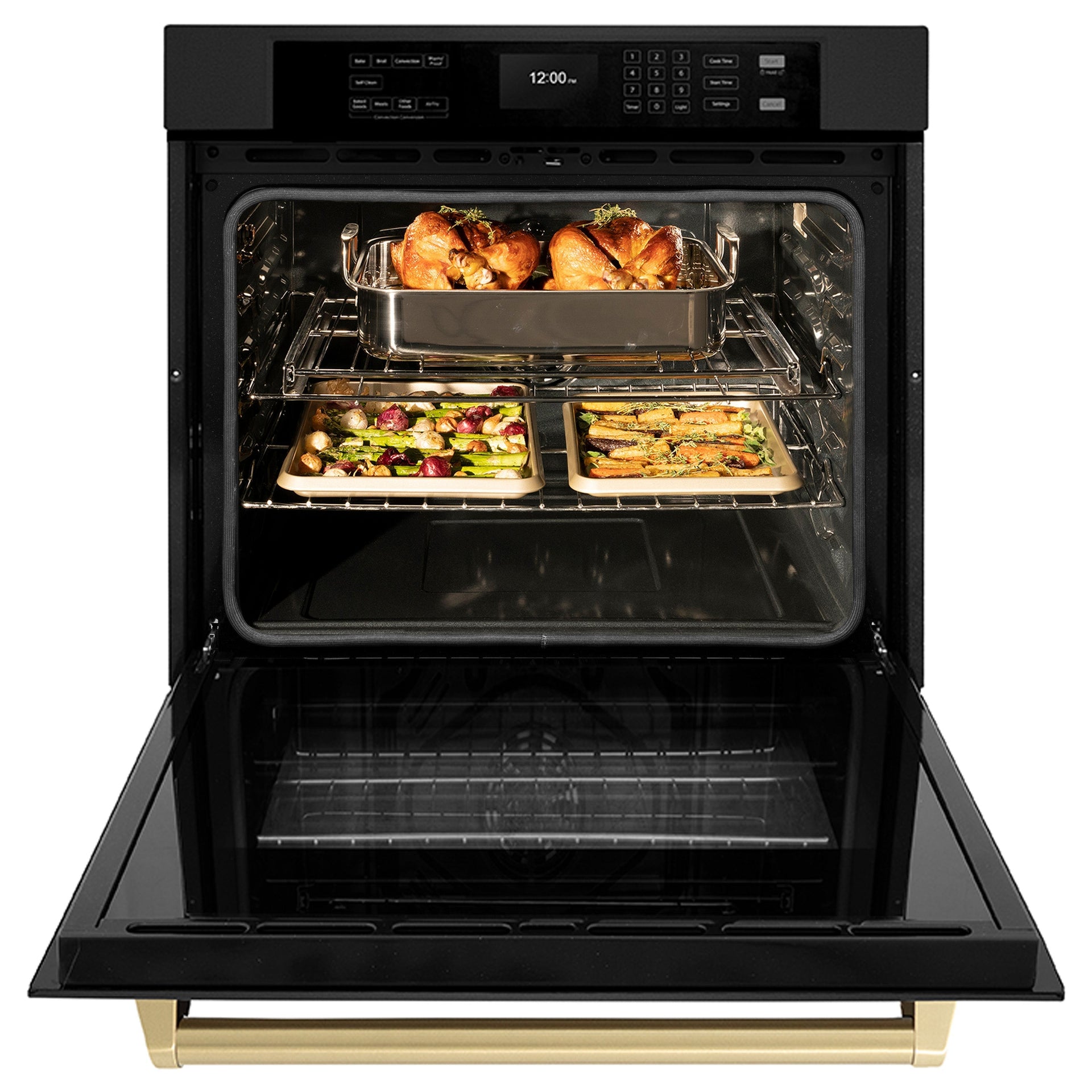 zline-30-autograph-single-wall-oven-with-air-fry-and-self-clean-in-black-and-champagne-bronze-handle-wasbz-30-cb