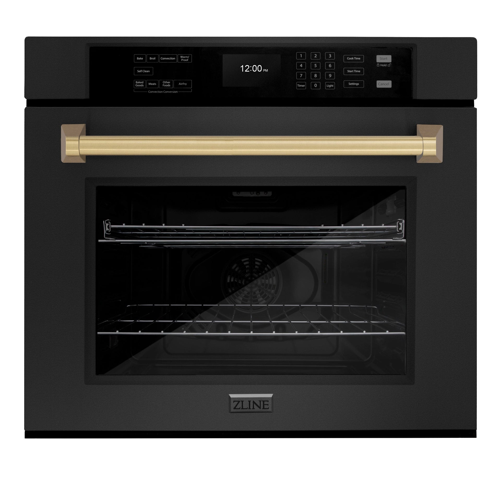 zline-30-autograph-single-wall-oven-with-air-fry-and-self-clean-in-black-and-champagne-bronze-handle-wasbz-30-cb