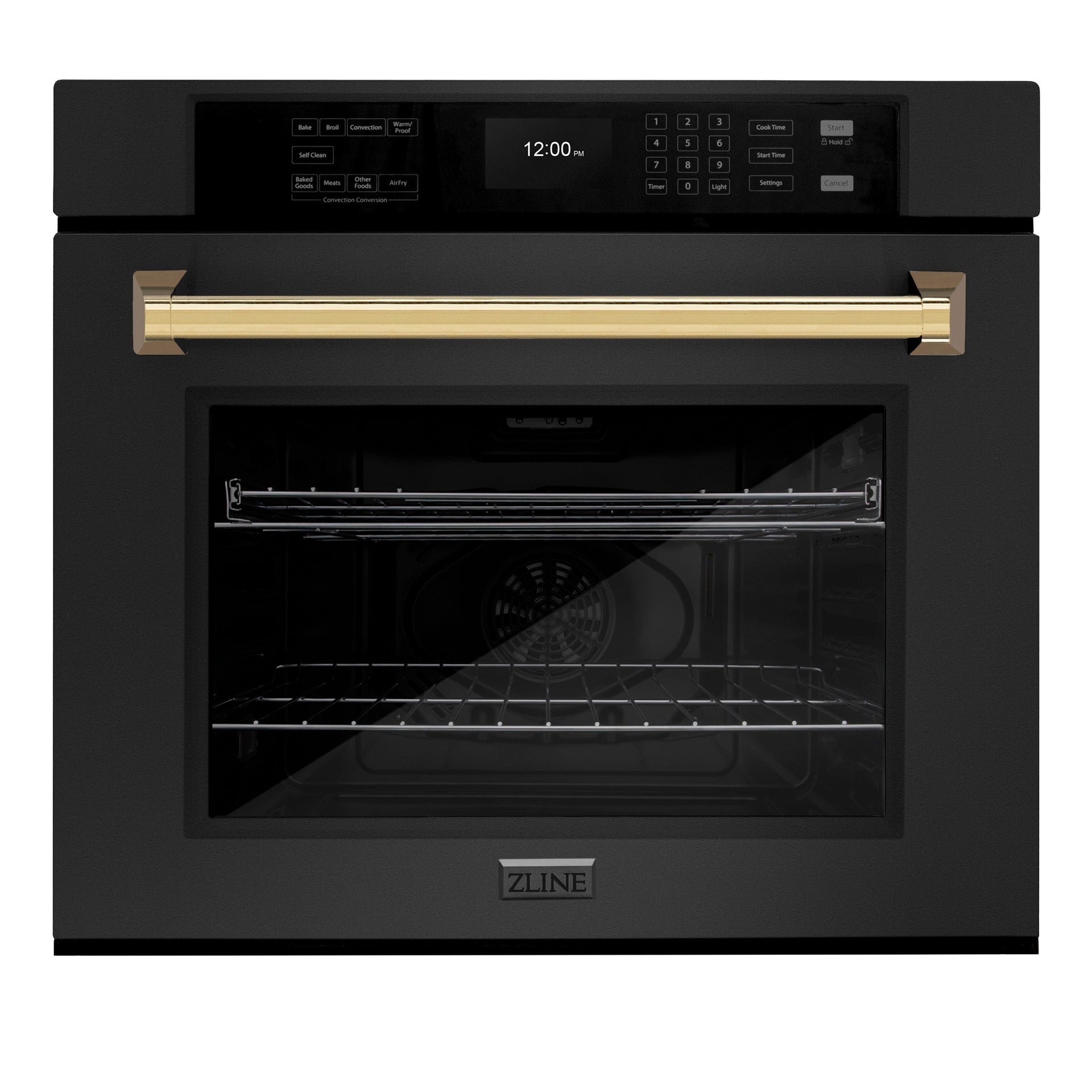 zline-30-autograph-single-wall-oven-with-air-fry-and-self-clean-in-black-and-gold-handle-wasbz-30-g