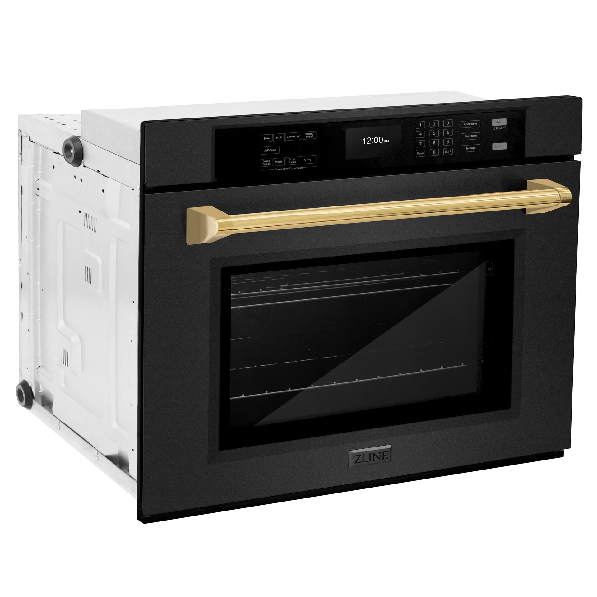 zline-30-autograph-single-wall-oven-with-air-fry-and-self-clean-in-black-and-gold-handle-wasbz-30-g