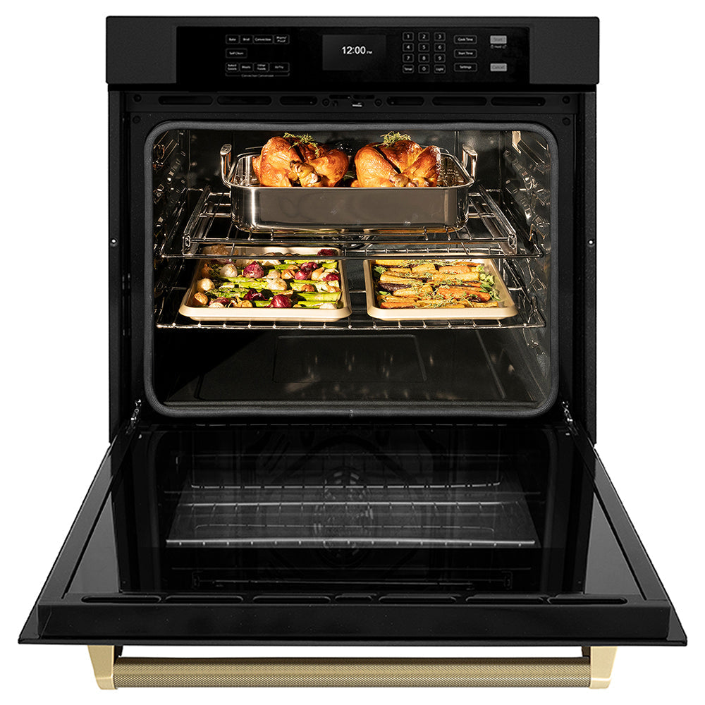 zline-autograph-30-professional-true-convection-single-wall-oven-with-air-fry-and-self-clean-in-black-stainless-steel-with-champagne-bronze-helix-handle-wasbz-30-kcb