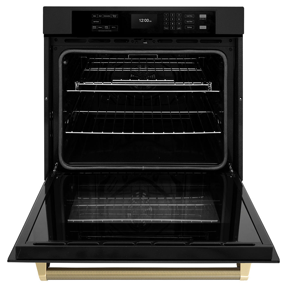 zline-autograph-30-professional-true-convection-single-wall-oven-with-air-fry-and-self-clean-in-black-stainless-steel-with-champagne-bronze-helix-handle-wasbz-30-kcb