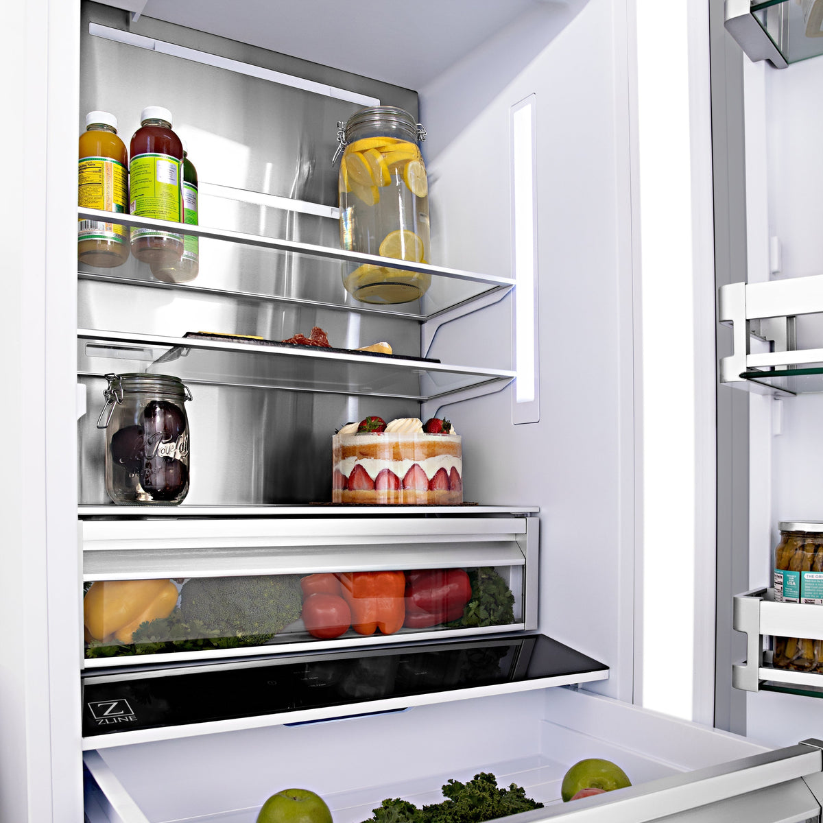 ZLINE 36 in. Built-In Refrigerator 19.6 cu. ft. Black Stainless Steel with Internal Water & Ice Dispenser Gold Accents (RBIVZ-BS-36-G)