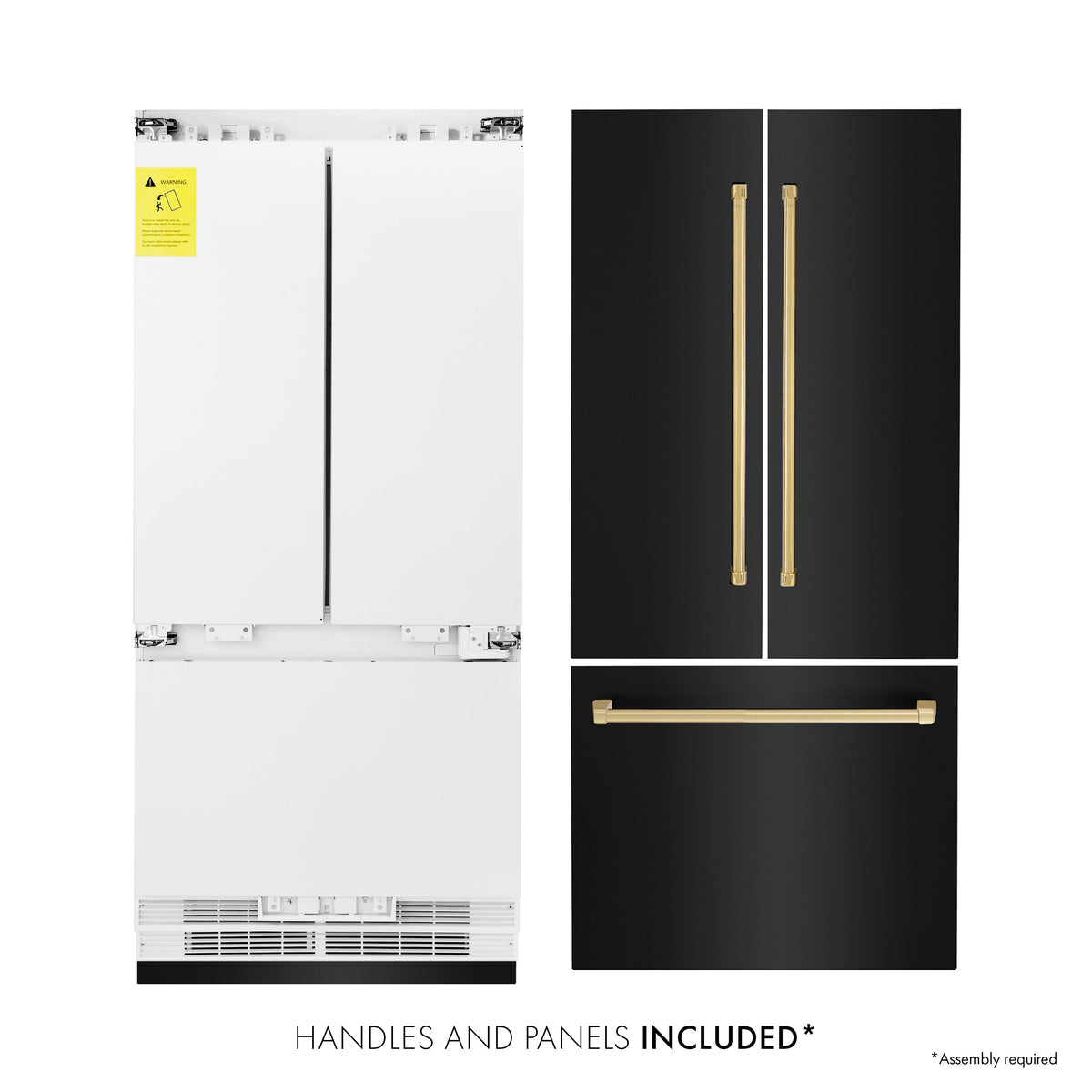 ZLINE 36 in. Built-In Refrigerator 19.6 cu. ft. Black Stainless Steel with Internal Water & Ice Dispenser Gold Accents (RBIVZ-BS-36-G)