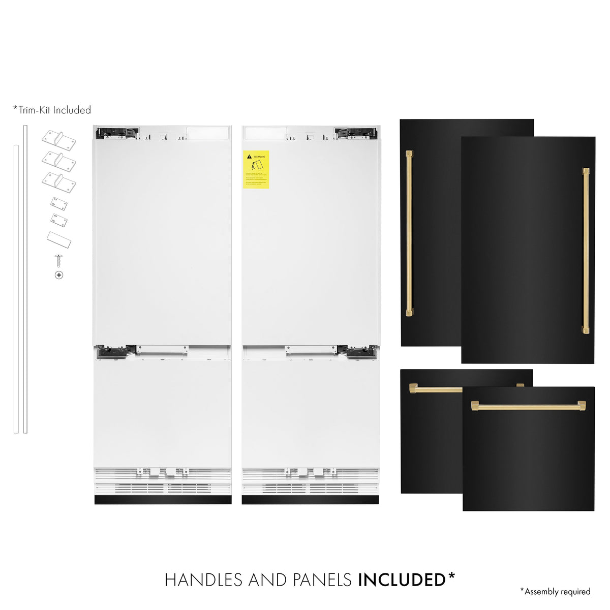ZLINE 60 in Built-In Refrigerator 32.2 cu. ft. Internal Water & Ice Dispenser Black Stainless Steel Gold Accents (RBIVZ-BS-60-G)