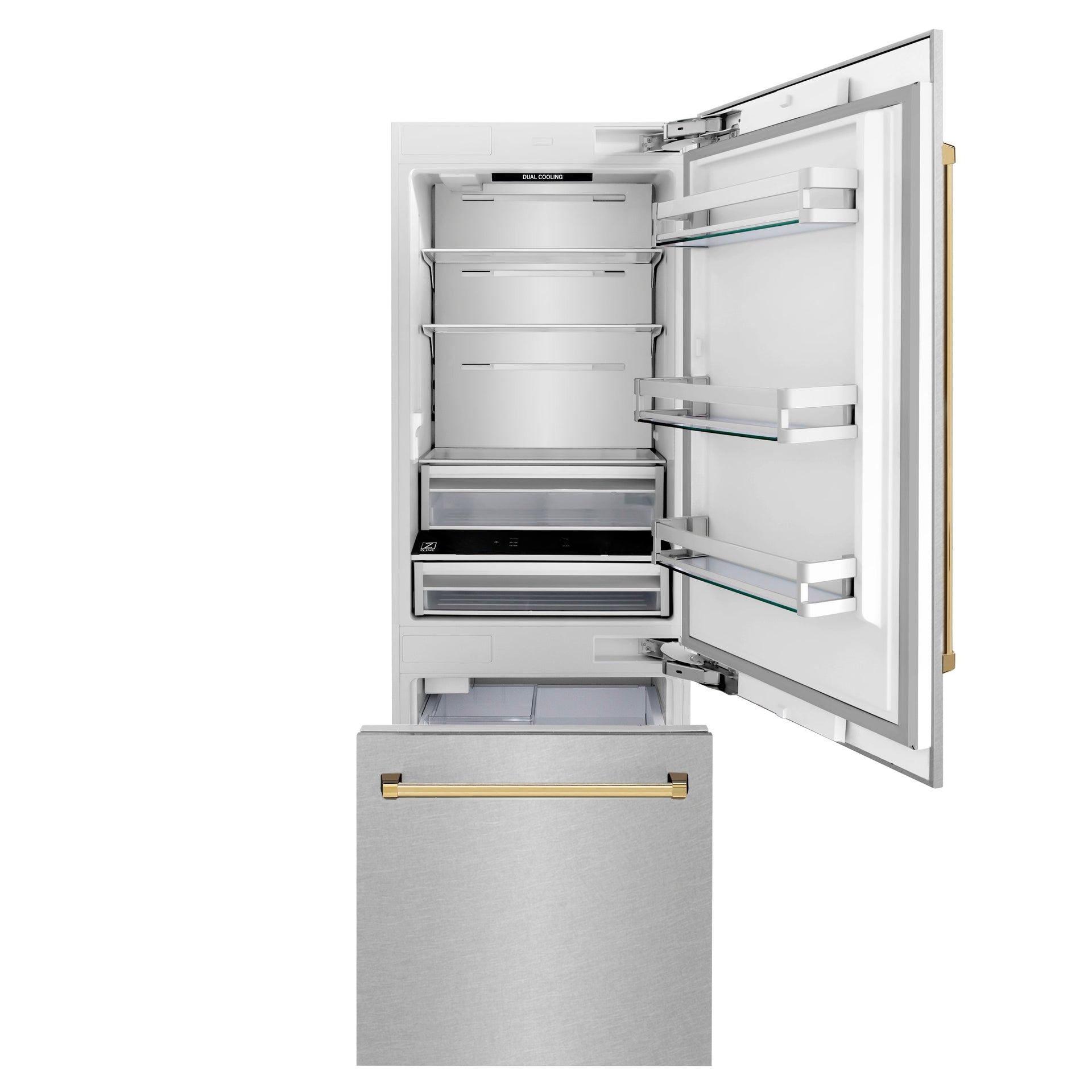 zline-30-in-built-in-bottom-freezer-refrigerator-16-1-cu-ft-water-dispenser-ice-maker-satin-stainless-steel-polished-gold-accents-rbivz-sn-30-g