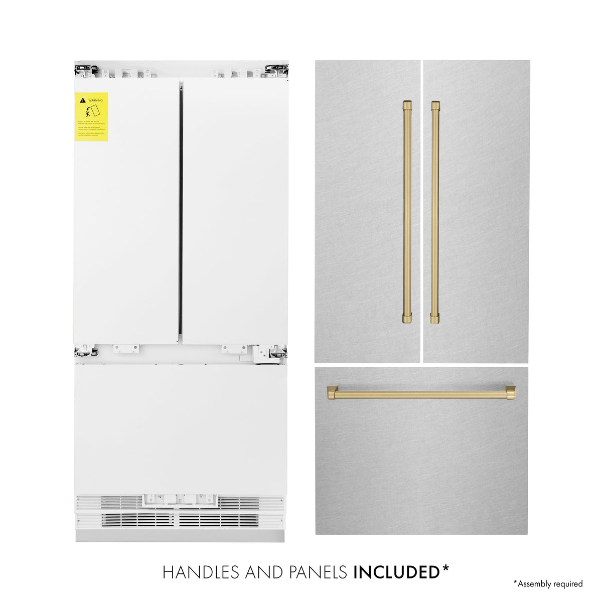 ZLINE 36" French Door Built-In Bottom Freezer Refrigerator 19.6 cu. ft. Water Dispenser Ice Maker Champagne Bronze Accents (RBIVZ-SN-36-CB)
