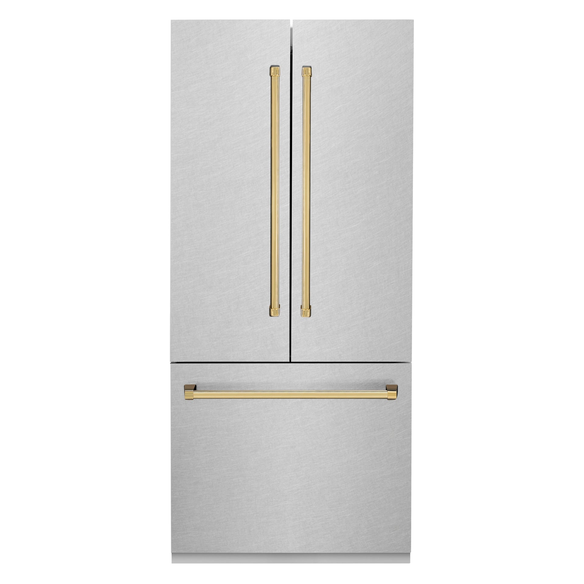 zline-36-in-french-door-built-in-bottom-freezer-refrigerator-19-6-cu-ft-with-water-dispenser-ice-maker-satin-stainless-steel-polished-gold-accents-rbivz-sn-36-g