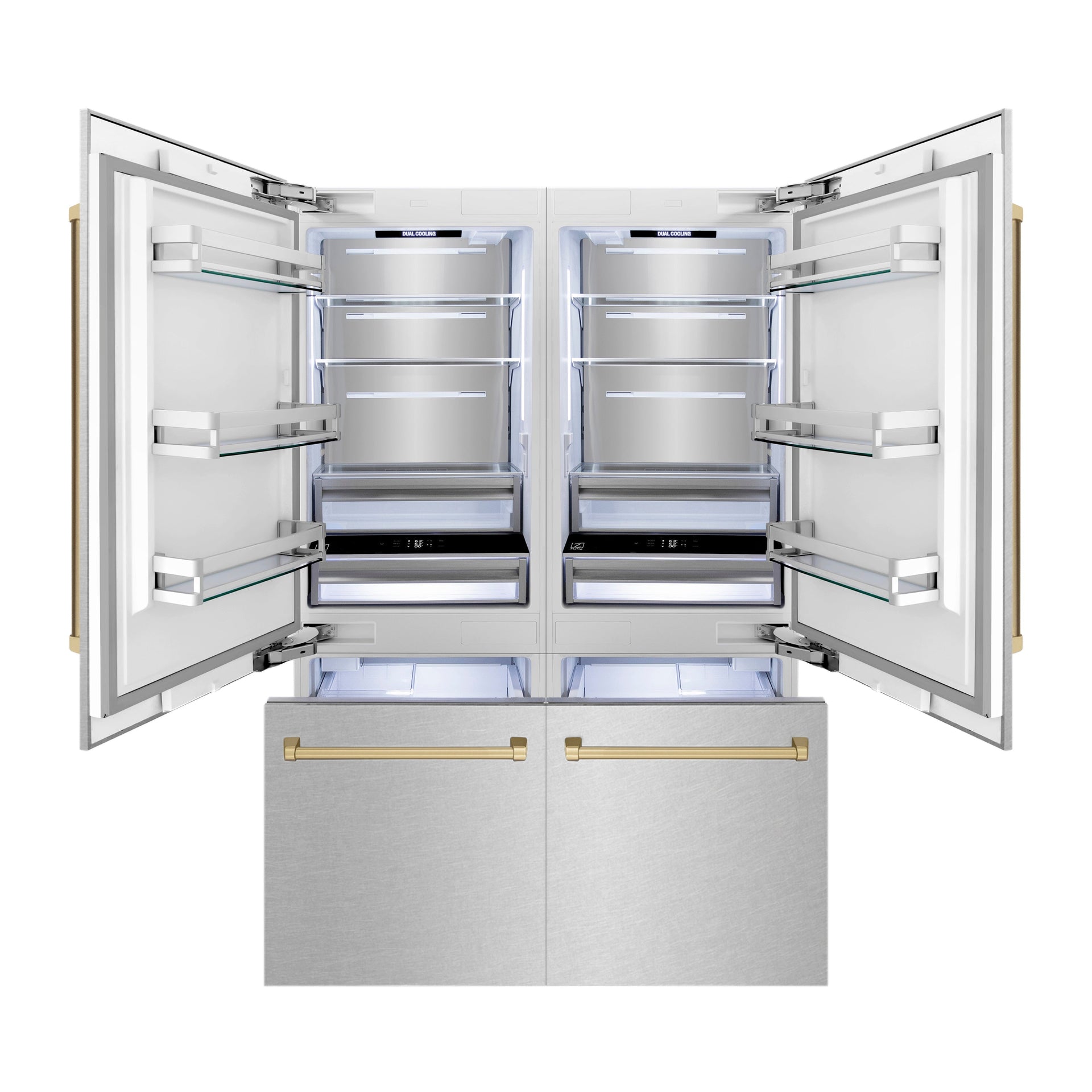 zline-60-in-french-door-built-in-bottom-freezer-refrigerator-32-2-cu-ft-water-dispenser-ice-maker-satin-stainless-steel-champagne-bronze-accents-rbivz-sn-60-cb