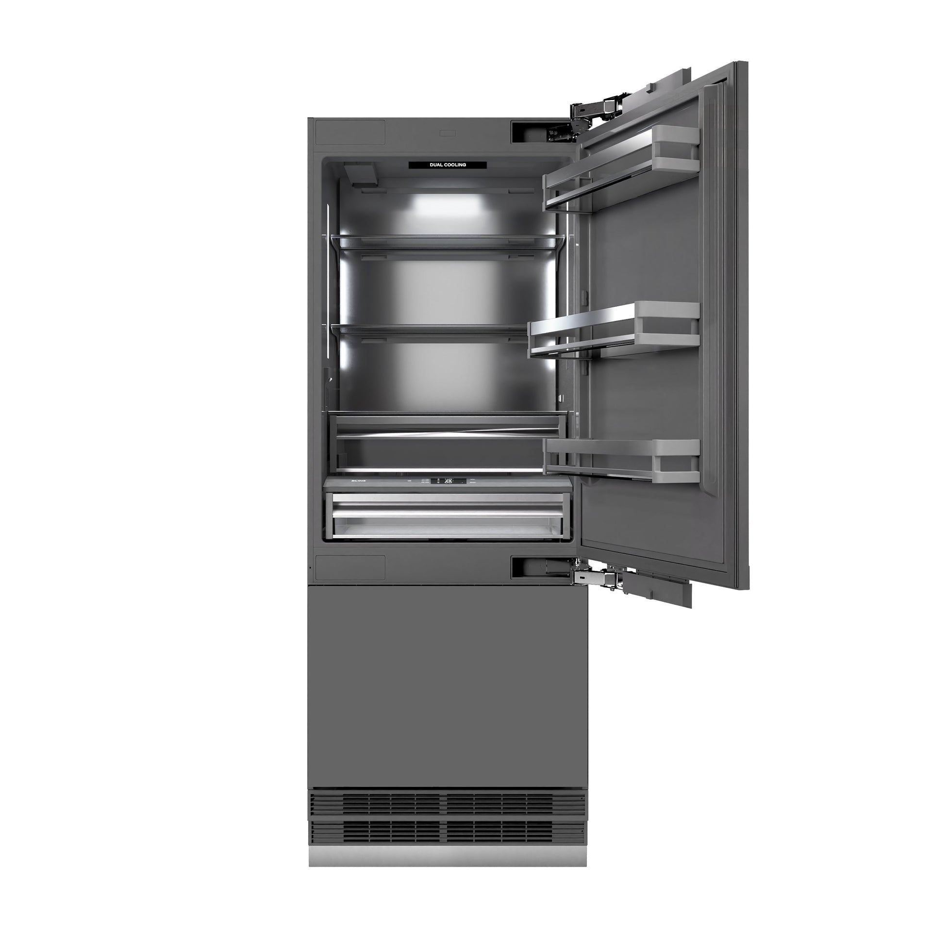 zline-30-in-panel-ready-built-in-bottom-freezer-refrigerator-16-1-cu-ft-with-water-dispenser-ice-maker-graphite-gray-interior-matte-black-accents-grbivz-30-mb